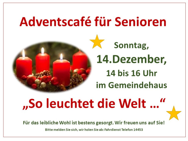 Herzliche Einladung zum Seniorenadvent